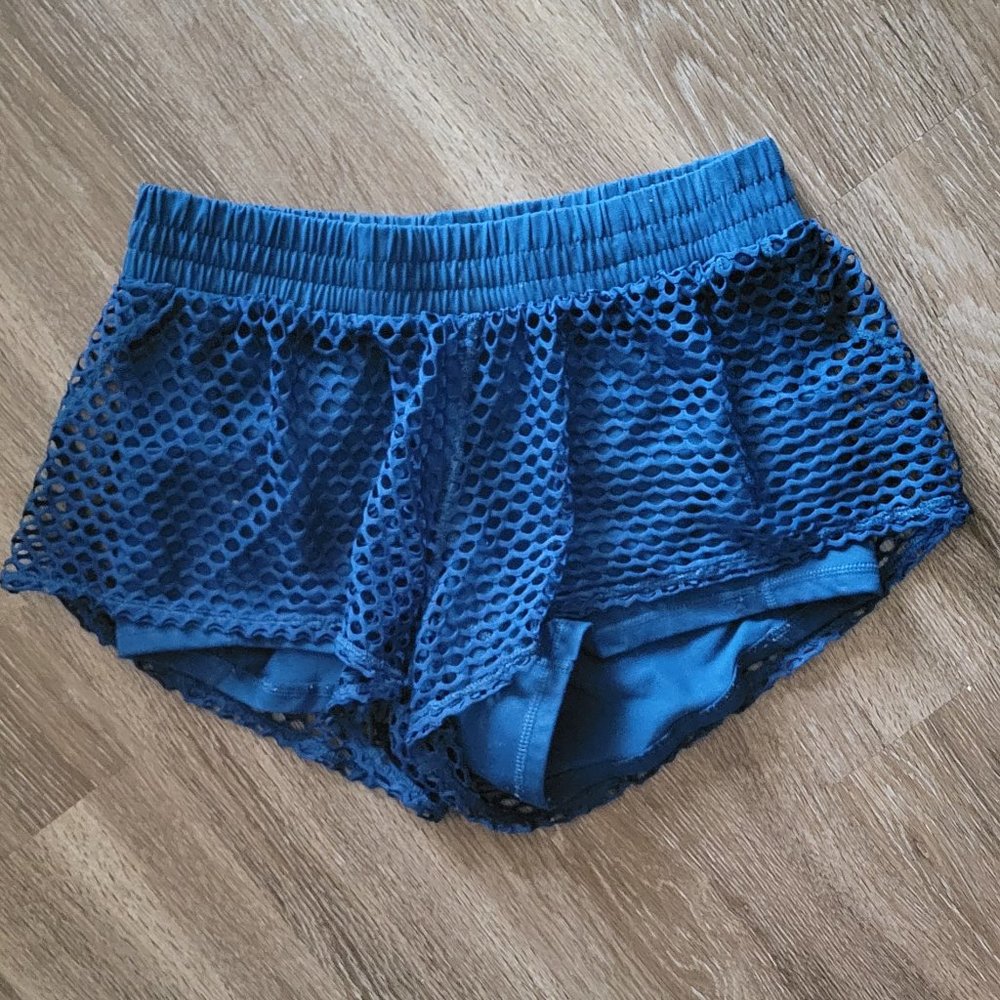 Popflex Active Zip Blue Mesh Shorts, Size 8